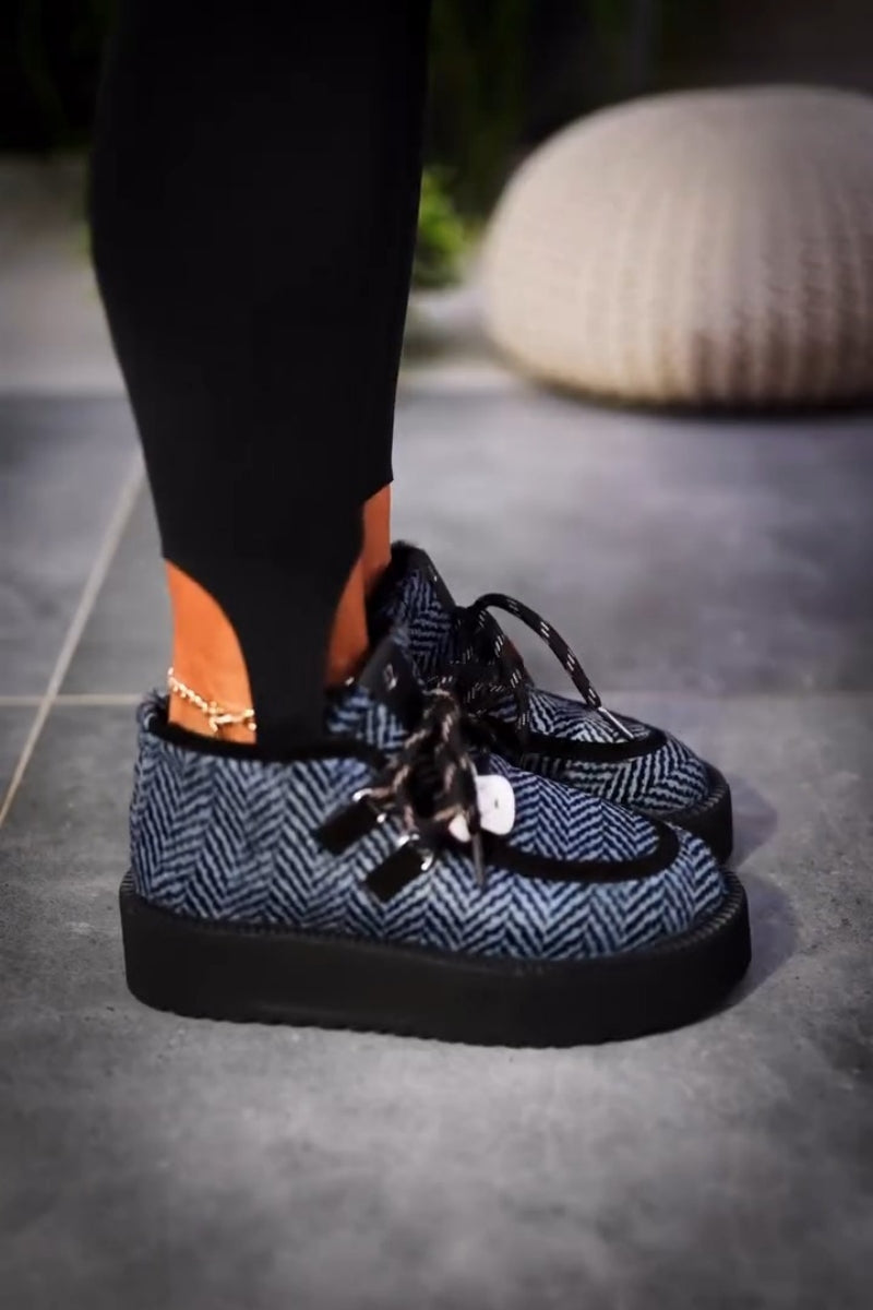 Wave-Pattern Platform Sneakers