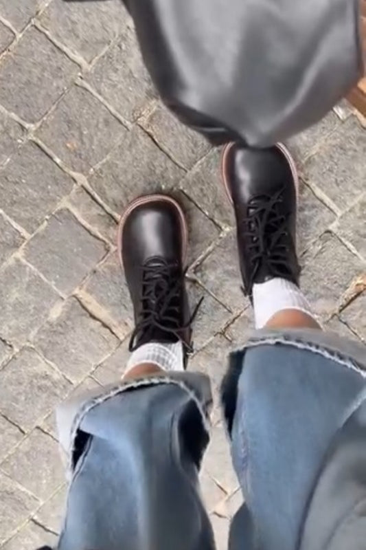 Black Leather-Laced Combat Boots