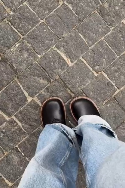 Black Leather-Laced Combat Boots