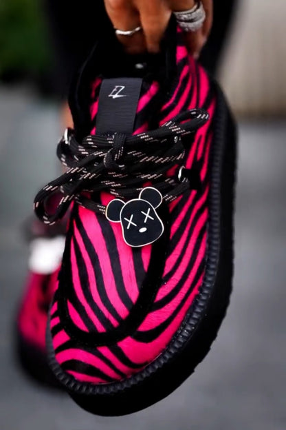 Pink Zebra Print Platform Boots