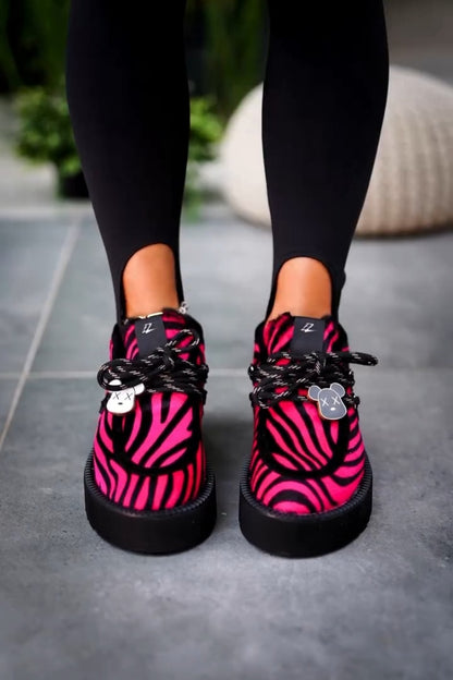 Pink Zebra Print Platform Boots