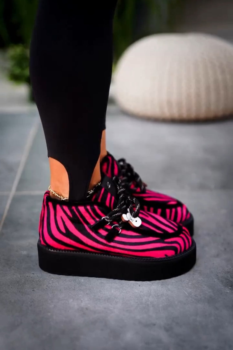 Pink Zebra Print Platform Boots