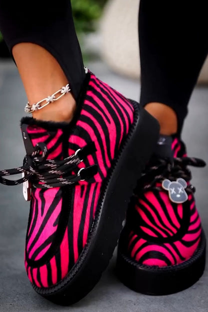 Pink Zebra Print Platform Boots