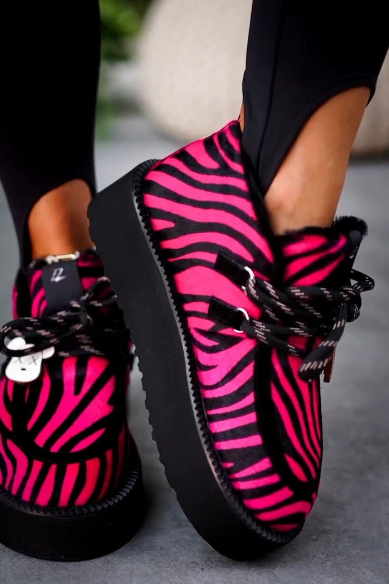 Pink Zebra Print Platform Boots