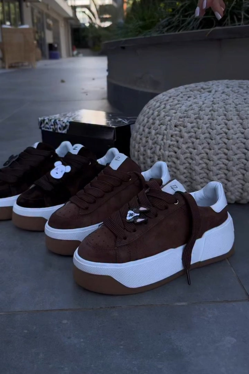 Brown Platform-Sneaker Boots