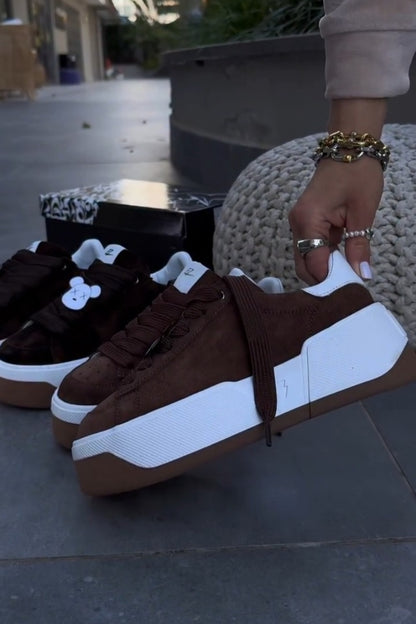 Brown Platform-Sneaker Boots
