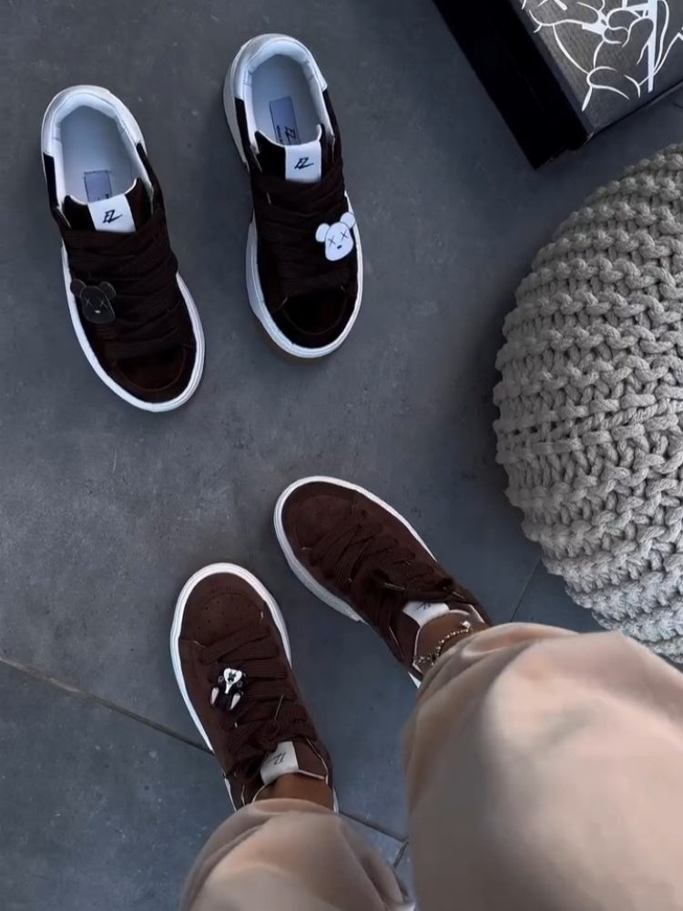 Brown Platform-Sneaker Boots