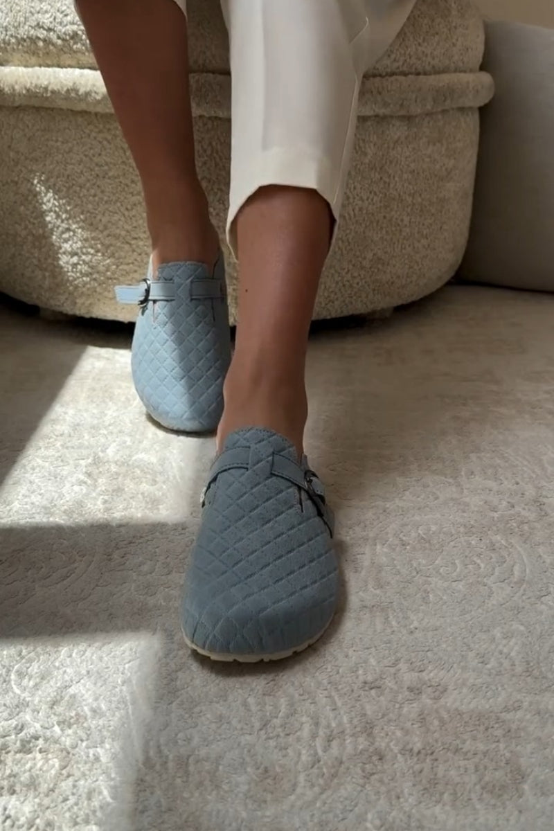 Light Blue Quilted Mary Janes