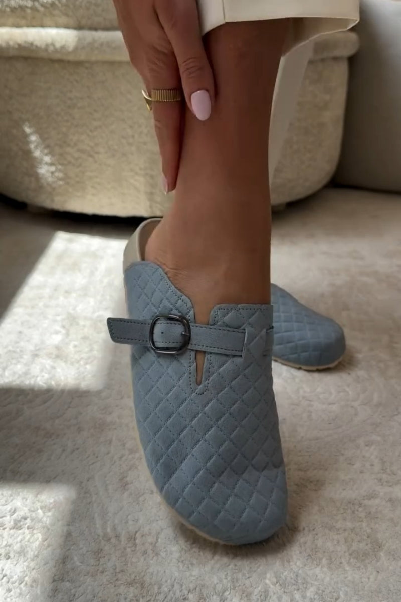Light Blue Quilted Mary Janes