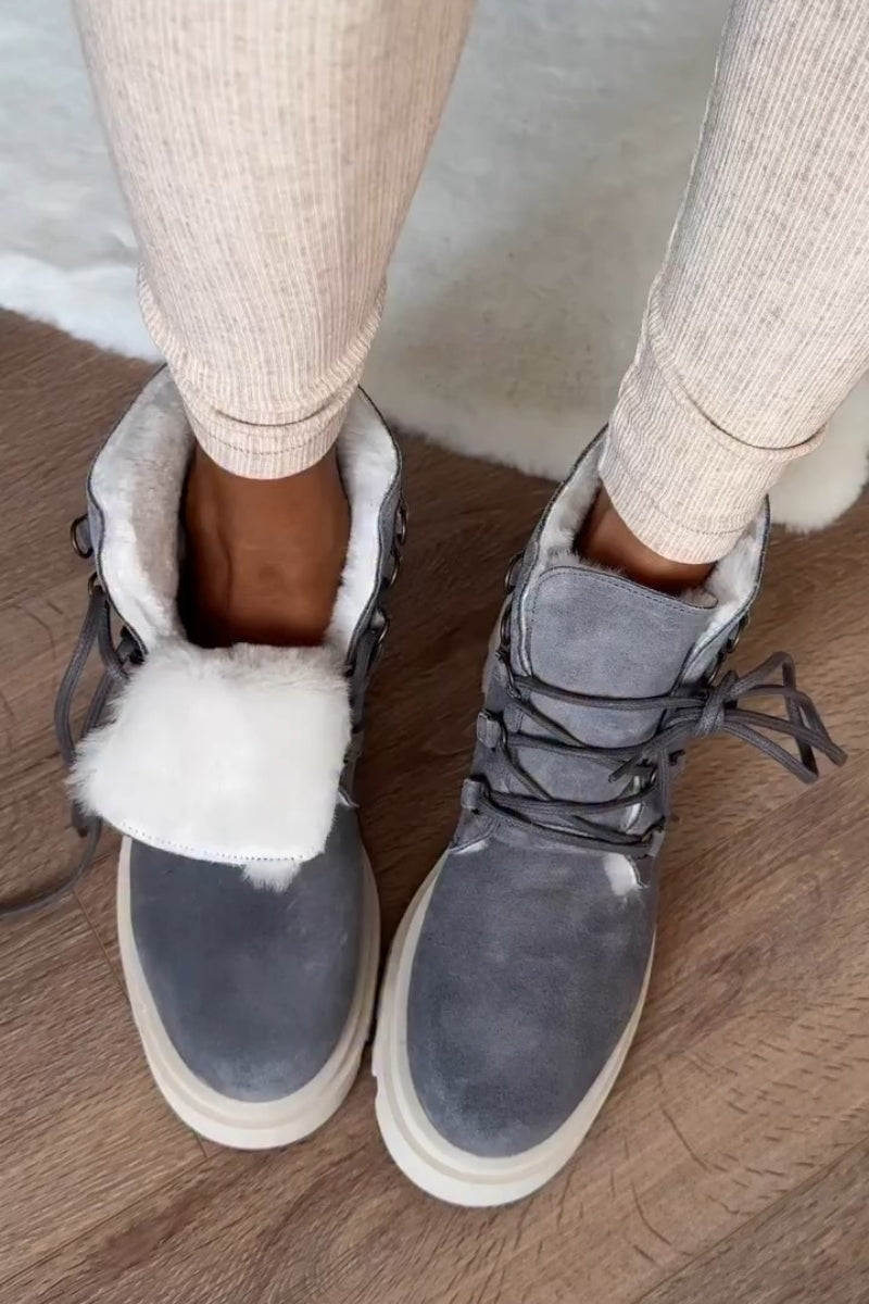 Gray Shearling-Lur Boots
