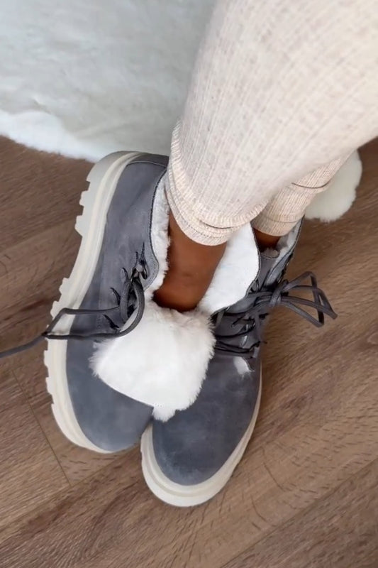 Gray Shearling-Lur Boots