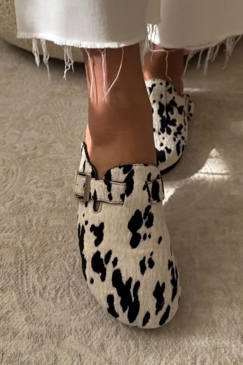 Dalmatian-Print Suede Mules