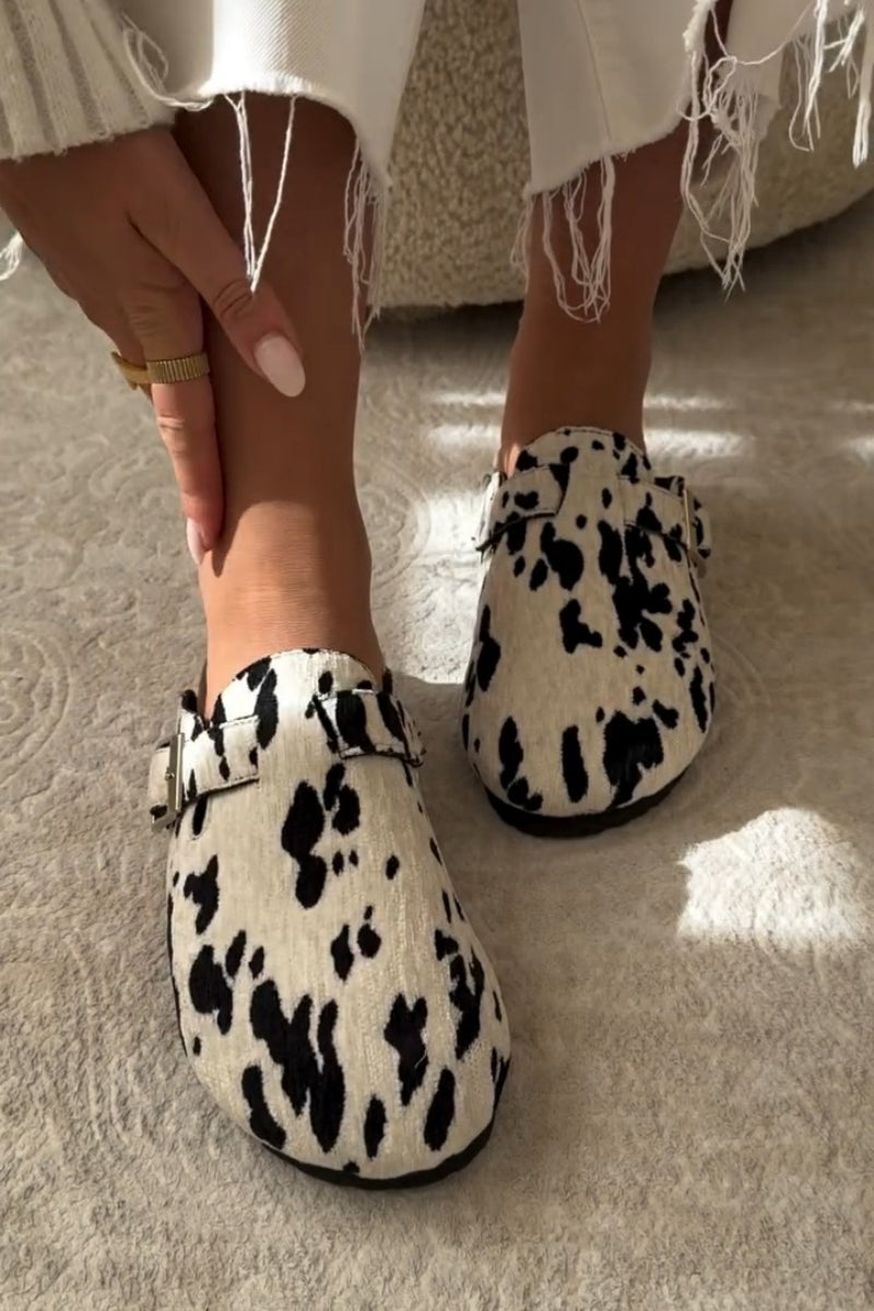 Dalmatian-Print Suede Mules