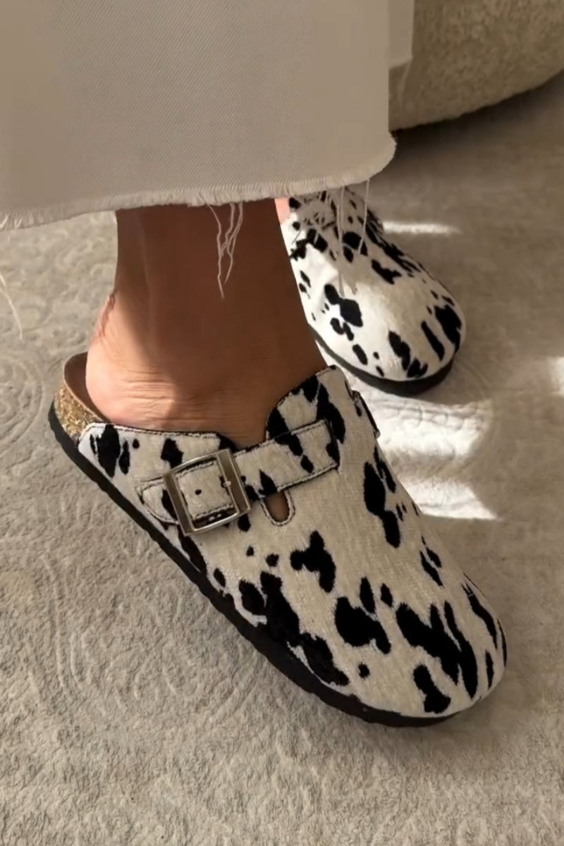 Dalmatian-Print Suede Mules