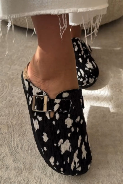 Dalmatian-Print Suede Mules