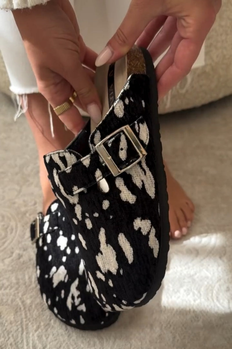 Dalmatian-Print Suede Mules