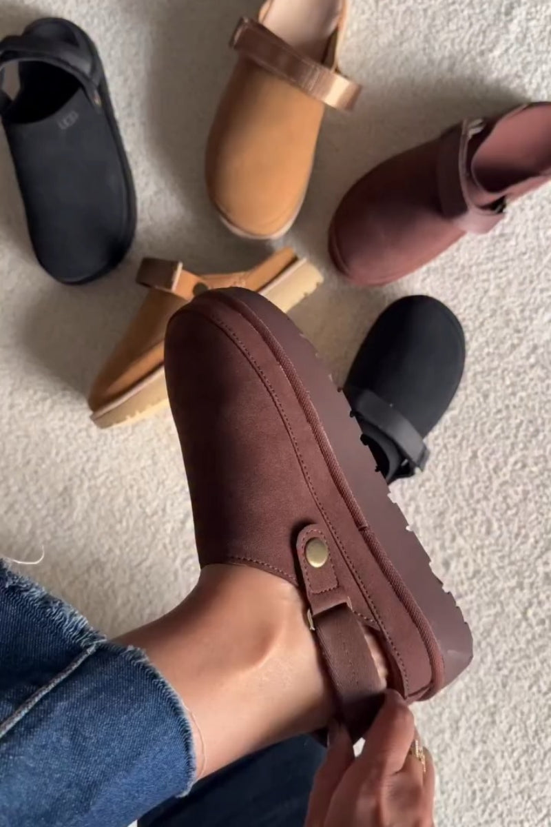 Brown Strapped Ring-Detail Derby Boots