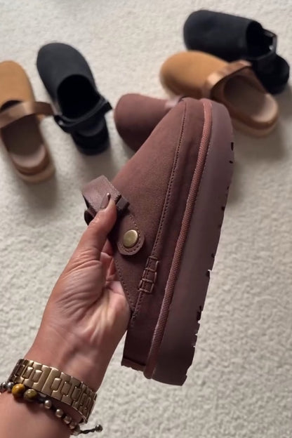 Brown Strapped Ring-Detail Derby Boots