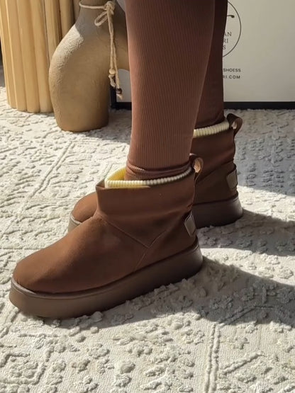 Brown High-Top Slipper Boots