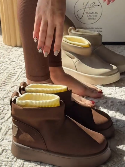 Brown High-Top Slipper Boots