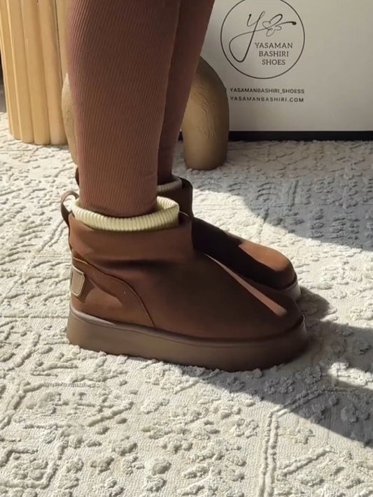 Brown High-Top Slipper Boots