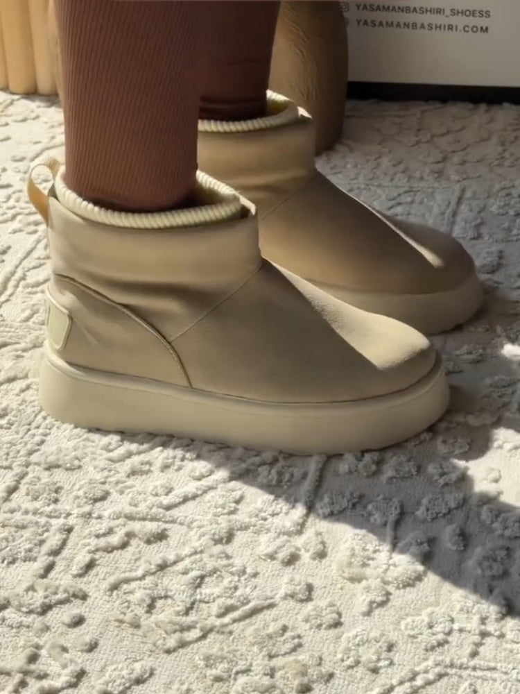 Brown High-Top Slipper Boots