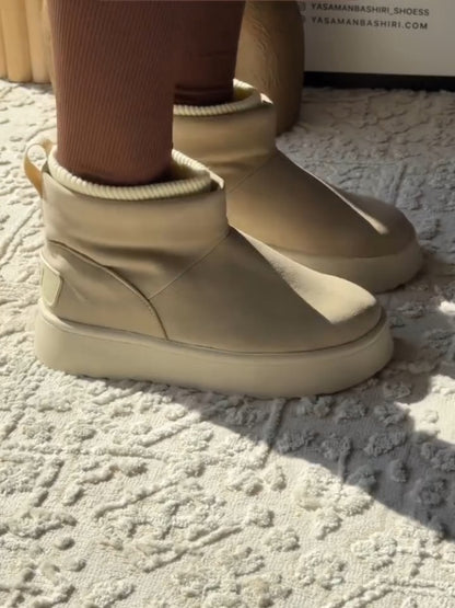 Brown High-Top Slipper Boots