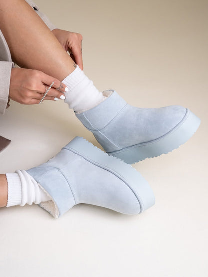 Powder Blue Shearling-Linish Boots