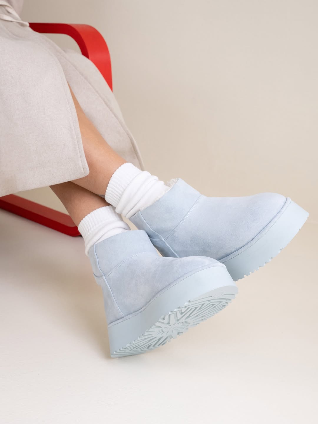Powder Blue Shearling-Linish Boots