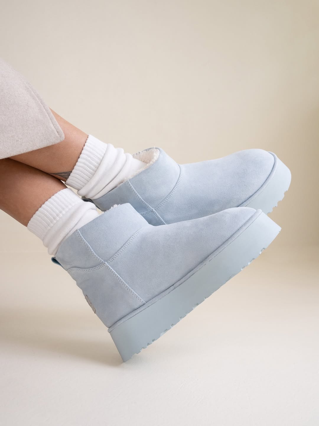 Powder Blue Shearling-Linish Boots