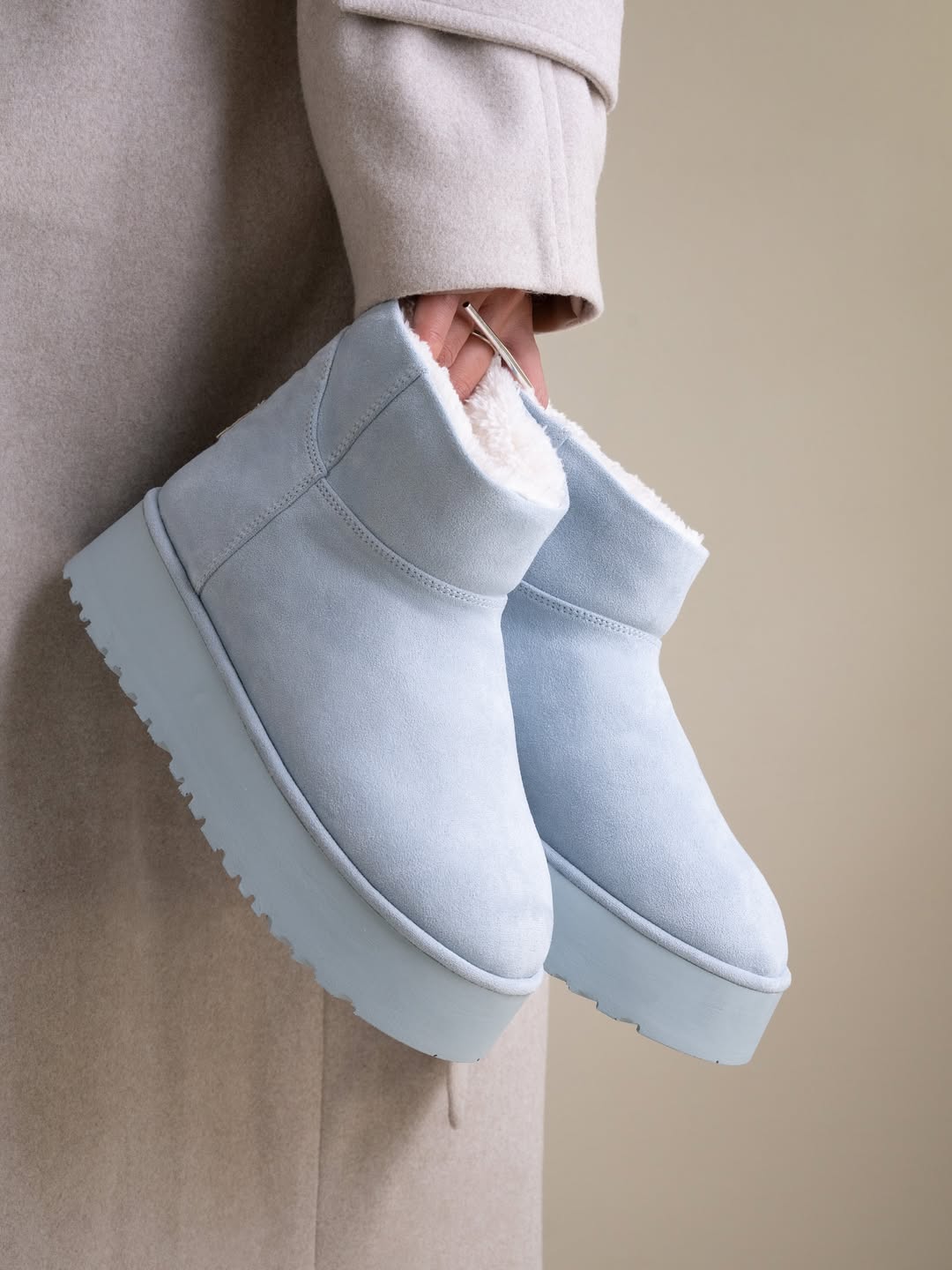 Powder Blue Shearling-Linish Boots
