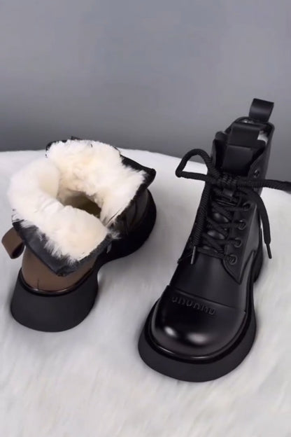 Chunky Leather Combat Boots