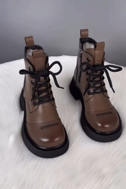 Chunky Leather Combat Boots