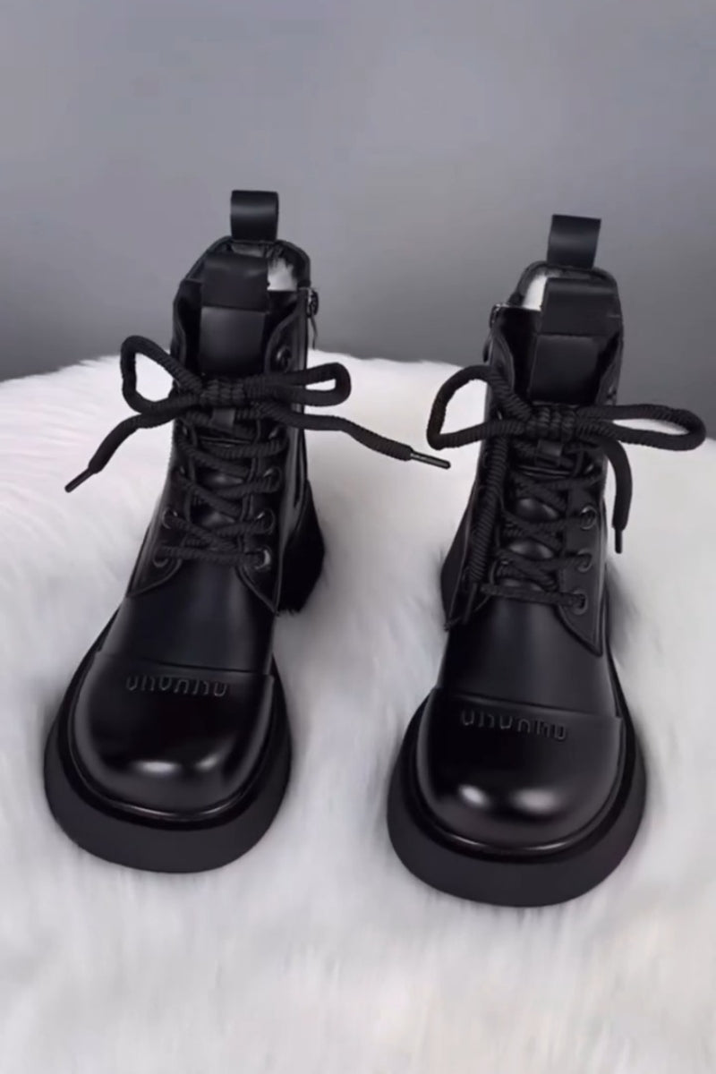 Chunky Leather Combat Boots