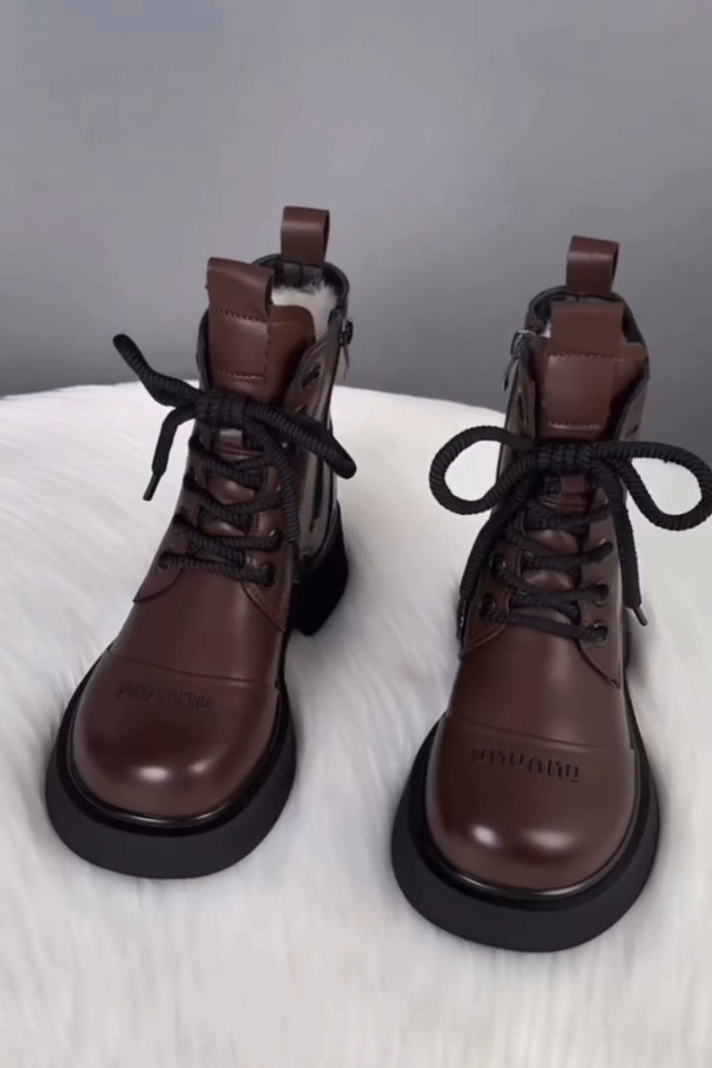 Chunky Leather Combat Boots