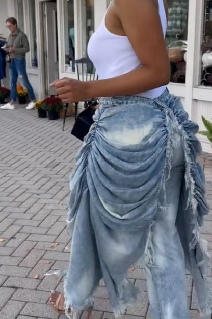 Distressed Patchwork Denim Pants