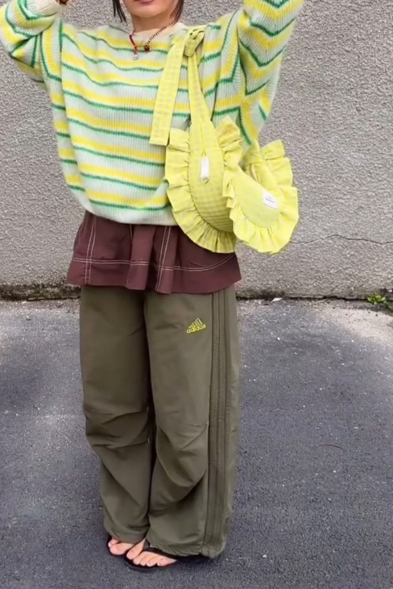 Ruffled Grid Tote Bag