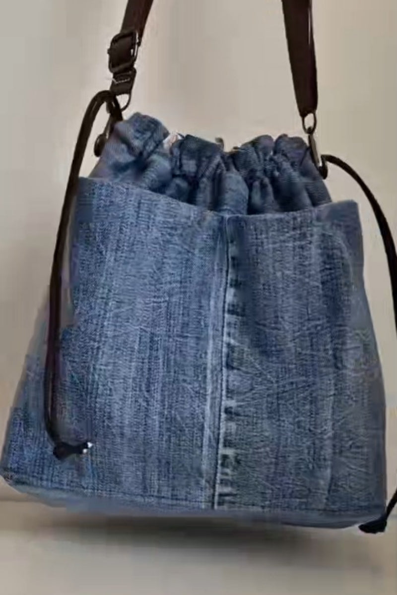 Denim Drawstring Shoulder Bag