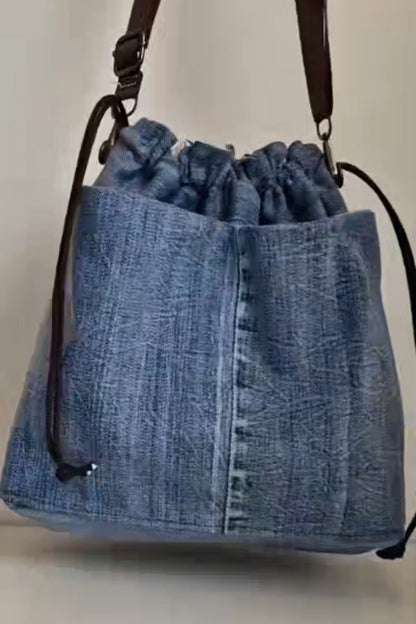 Denim Drawstring Shoulder Bag