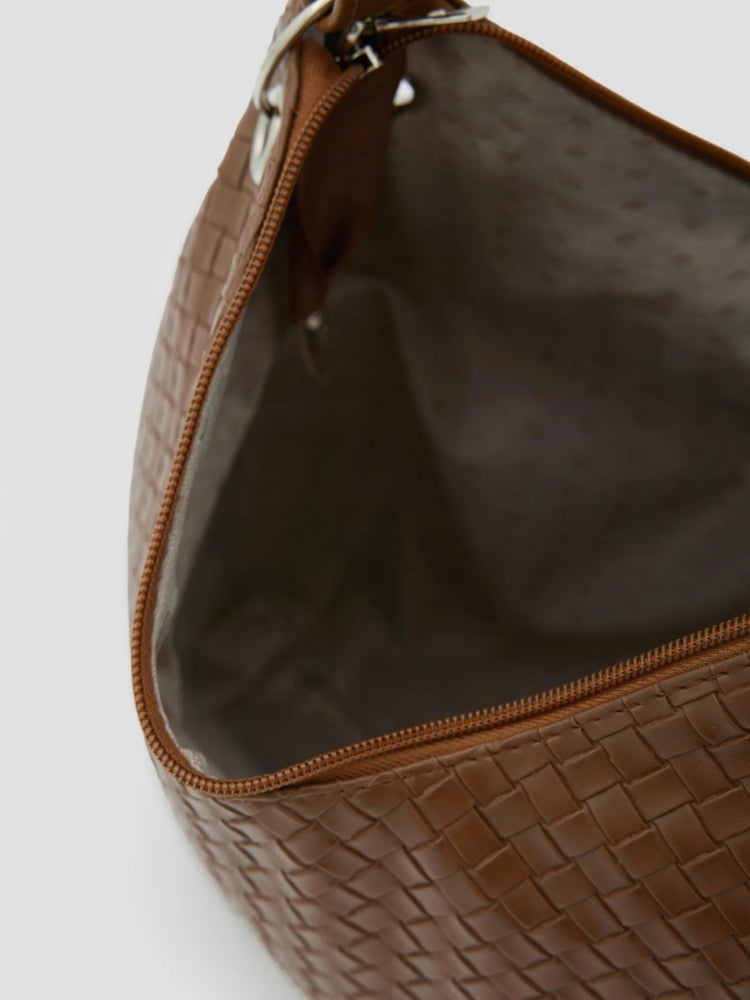 Woven Leather Hobo Shoulder Bag