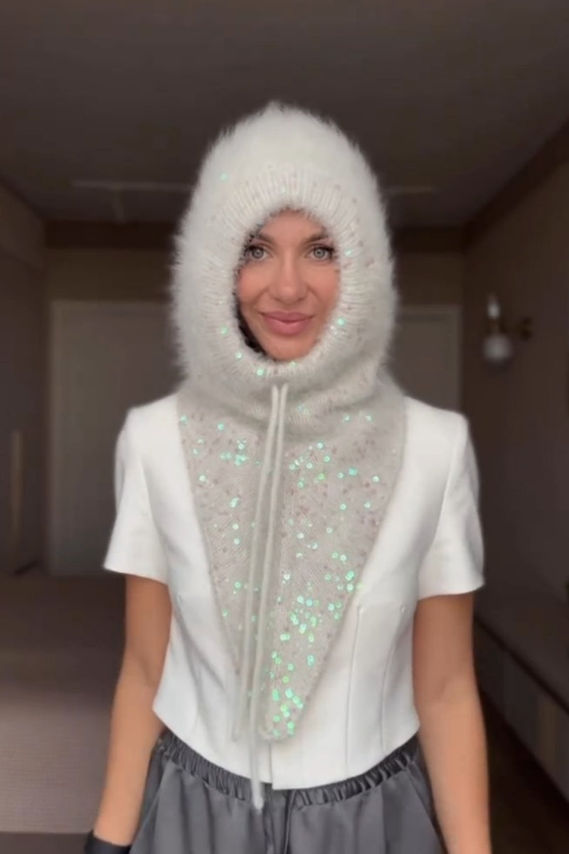 White Angora Hat & Mittens Set