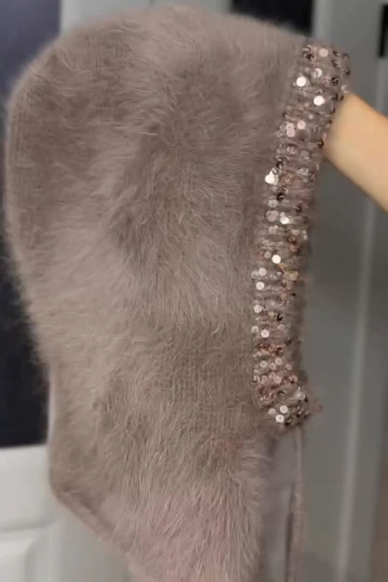 Embellished Fuzzy Hooded Set
