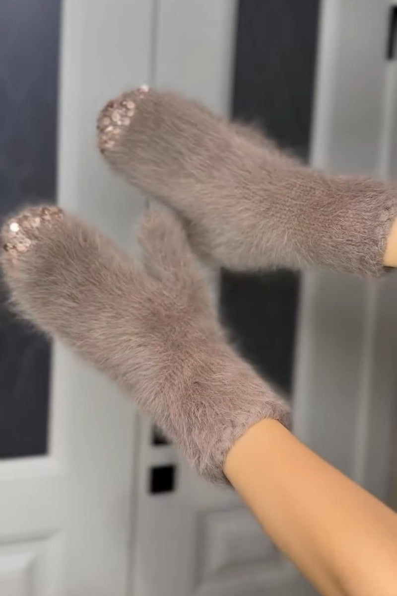 Embellished Fuzzy Hooded Set