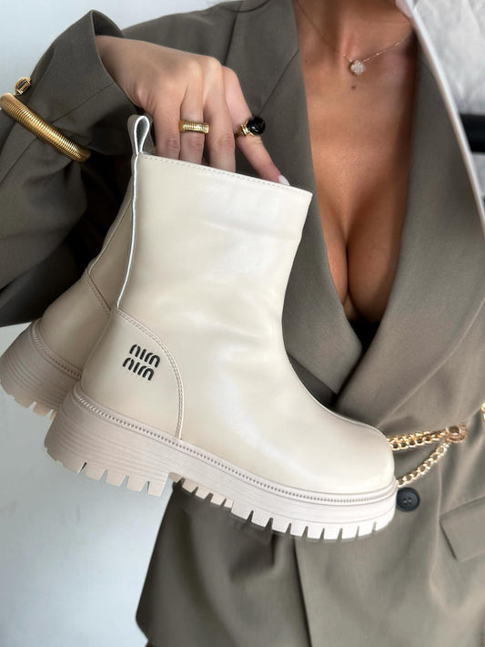 Chunky-Soled Leather Ankle Boots