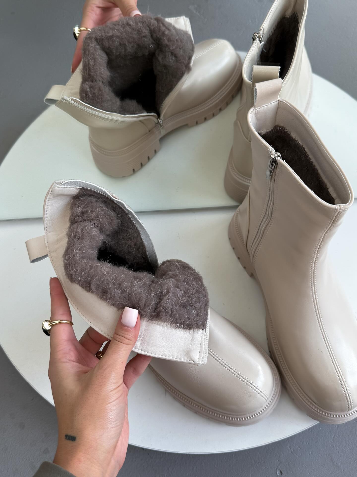 Chunky-Soled Leather Ankle Boots