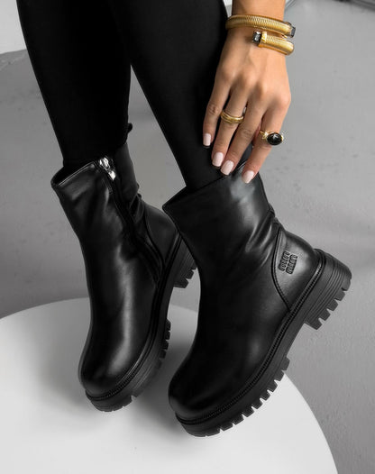 Chunky-Soled Leather Ankle Boots