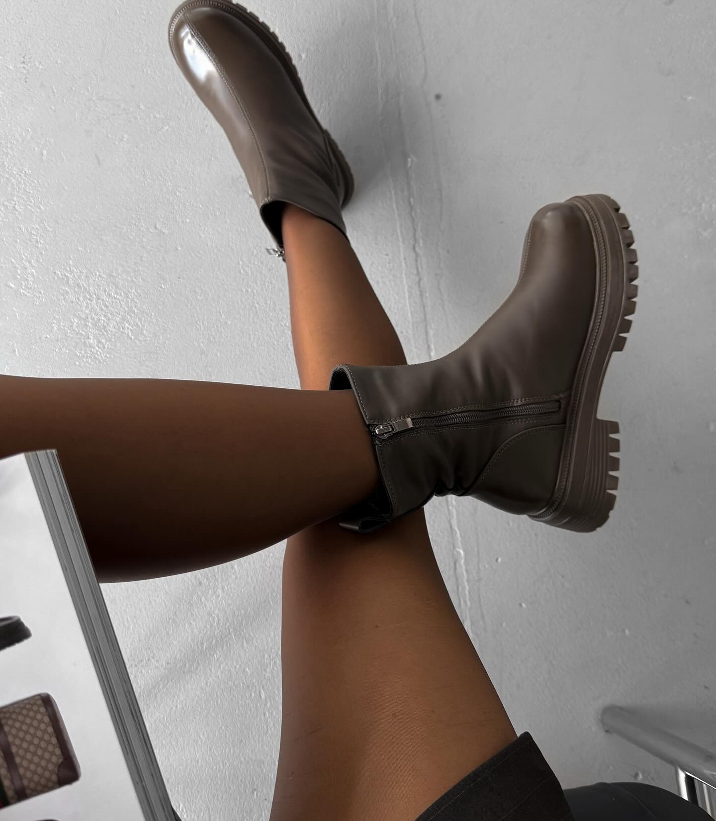 Chunky-Soled Leather Ankle Boots