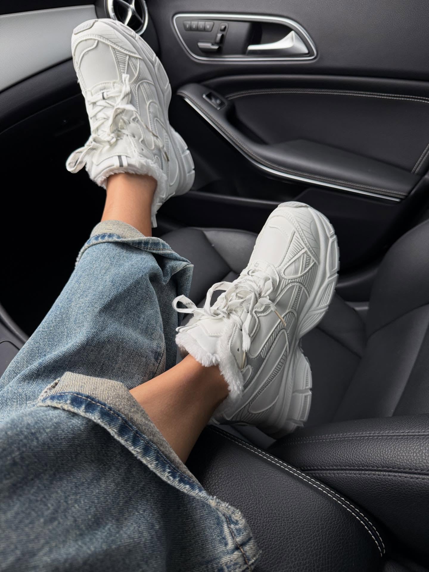 Platform Sneakers With Faux Fur Lining