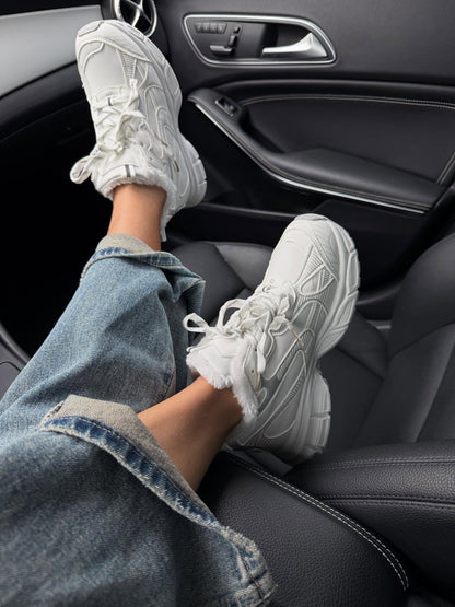 Platform Sneakers With Faux Fur Lining