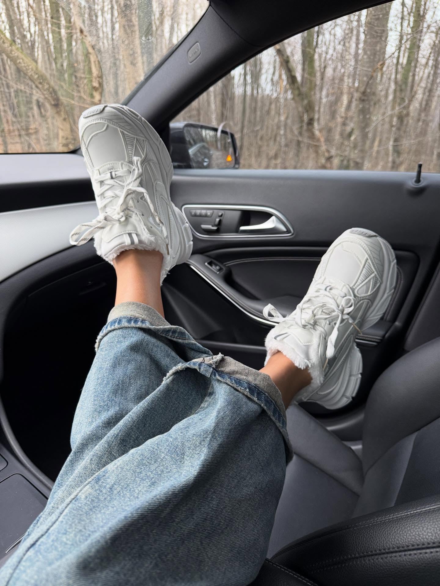 Platform Sneakers With Faux Fur Lining